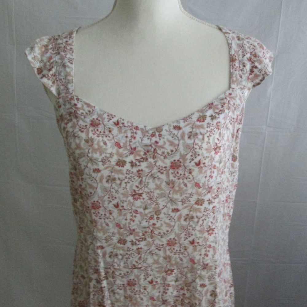 Ann Taylor/Loft Floral Midi Fit & Flair Flutter-Strap Dress-Size12 -NWT
